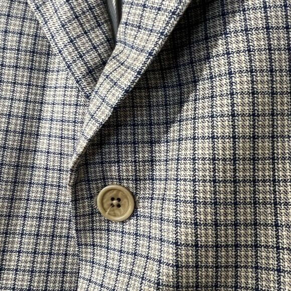Daniel Cremieux blazer Ing Loro Piana 40S 100% wool blue/beige plaid multi. -9 - Picture 3 of 7